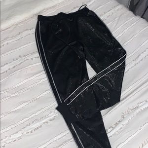 Black shimmer joggers